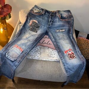 Rock Revival Distressed Blue Boyfriend Jeans